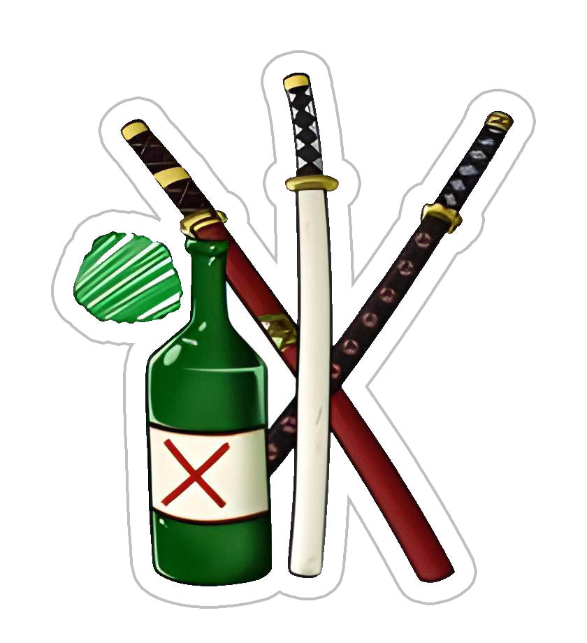 Swords and sake = Best Combination Sticker