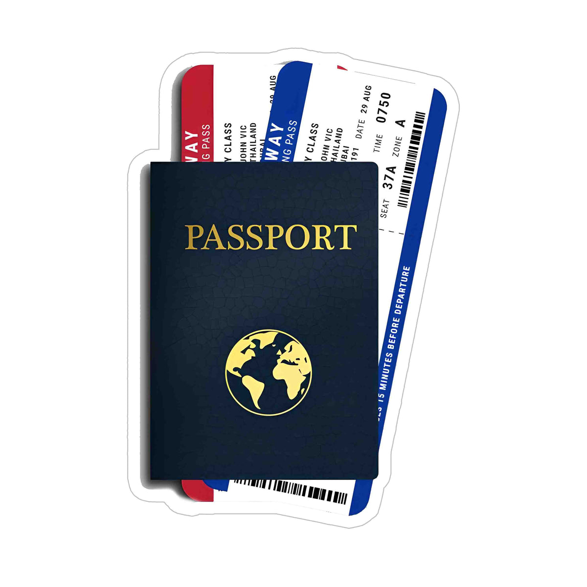 Passport and tickets Sticker